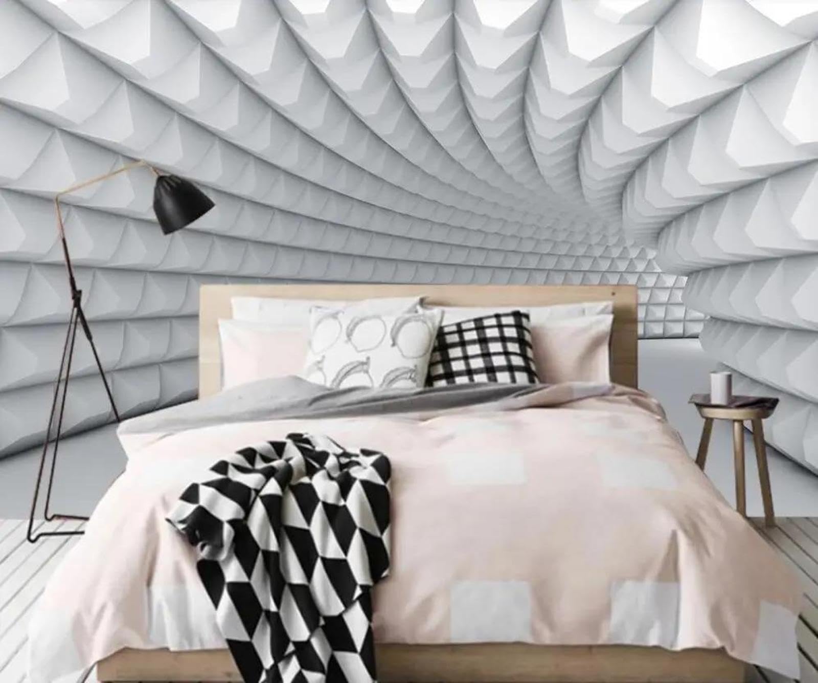 Papier peint mural 3D blanc pour illuminer le salon et la chambre