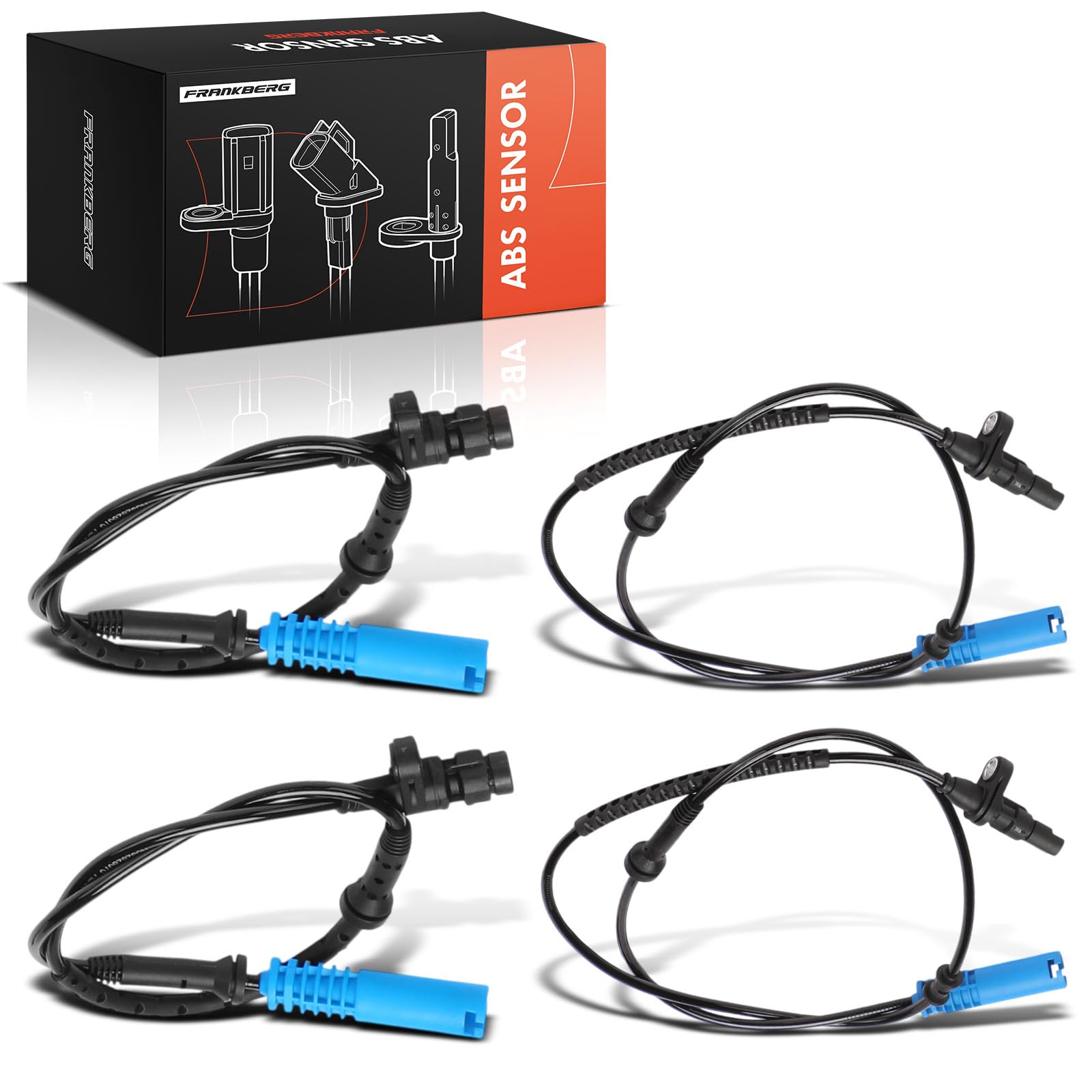 Frankberg 4x Sensor de velocidad de ruedas Sensor ABS 2 Polos Compatible con Serie 7 E38 725tds 728i iL 730d 740i iL 740d 750i iL 1998-2001 Replace# 34526756373,34521165532