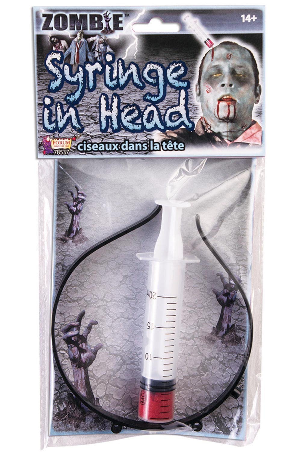 Forum Novelties Unisex-Adults Zombie Syringe Headband, Black, Standard 78537