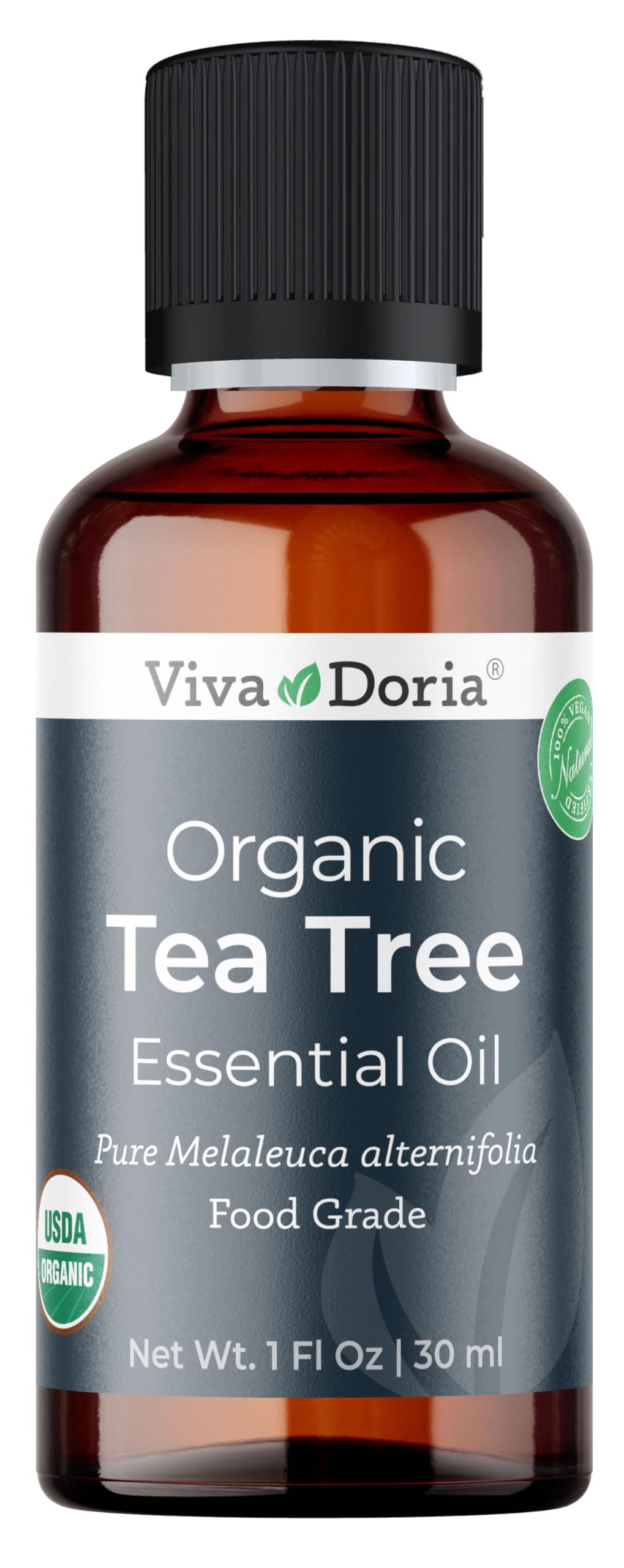 Viva Doria Tea Tree Essential Oil, USDA Certified, Organic Tea Tree Oil, 100% Pure, Natural Essential Oil, Undiluted, for Aromatherapy | Food Grade, 30 mL (1 Fluid Ounce)