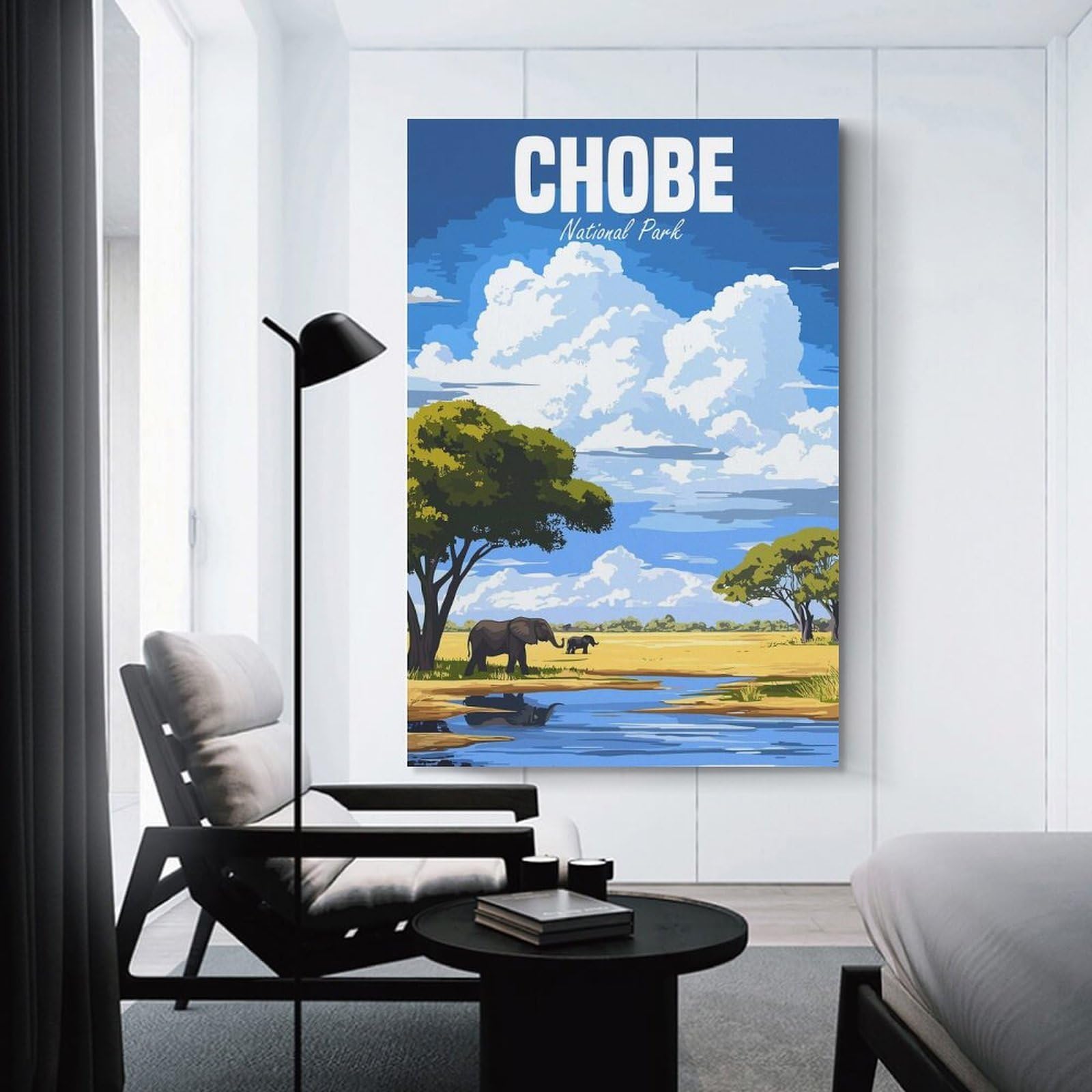 Junmoney Chobe National Park Canvas Wall Art, 24x36inch(60x90cm), for Bedroom Decor, Cosy Corners Or Studios, Stylish Decor for A Restful Room Update