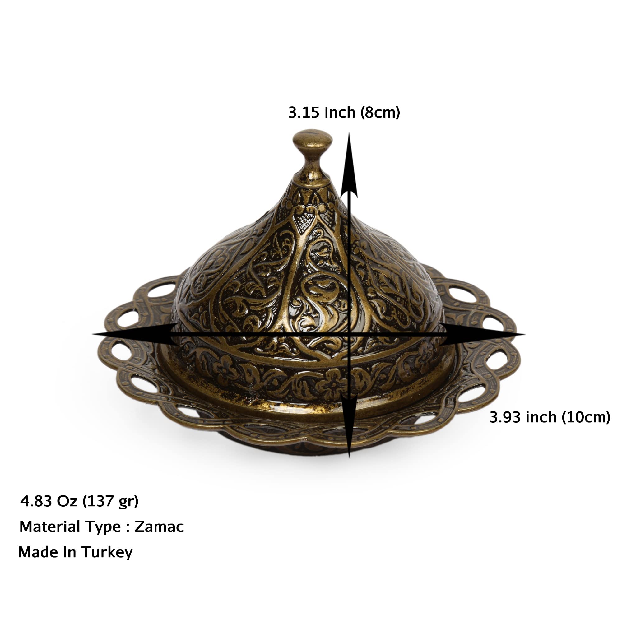 Alisveristime Kubbeli Osmanlı Tasarımlı Şekerlik – Kapaklı Metal Şeker, Çikolata ve Lokum Kabı – Kahve Sunumları İçin Dekoratif Şekerlik (Antik Yeşil)