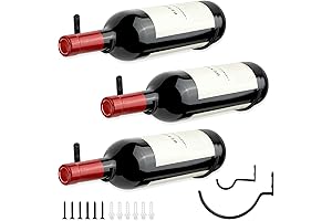 Wall-Mounted Wine Hook: Hanging Wine Bottle Wall Holder - Set of 3...