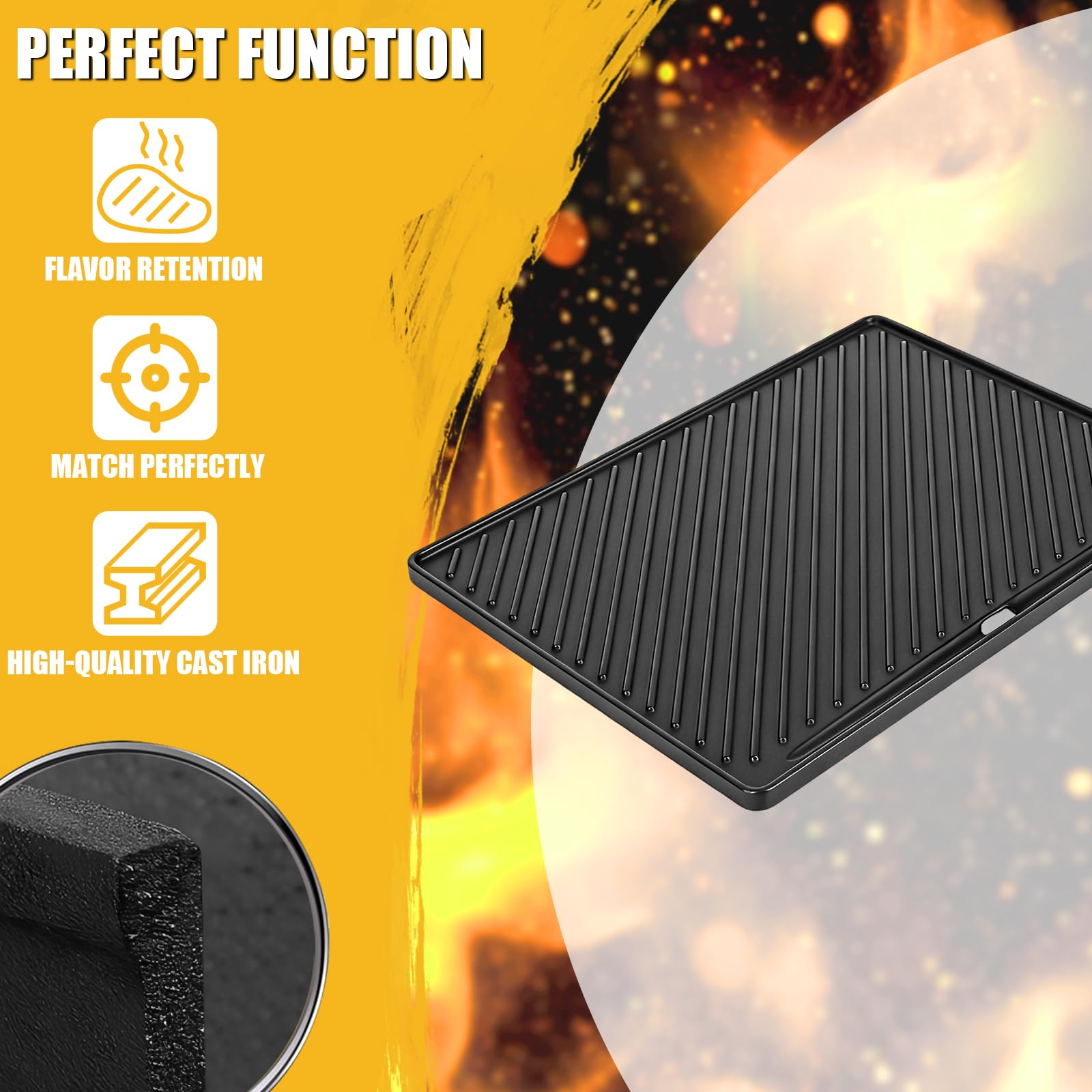 45x35cm żeliwna płyta grillowa na Rösle Videro G4-S, Rösle Allflame Prime 4, część zamienne do patelni grillowej Enders Kansas Pro 4, Uniq 4 IK Cruster, dwustronna płyta na Napoleon Rogue 525