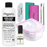 Vista 1 de Pronto Kit de removedor de esmalte de uñas de gel – 8 onzas de acetona pura 100 por ciento, lima de uñas, cuenco de remojo de esmalte de uñas