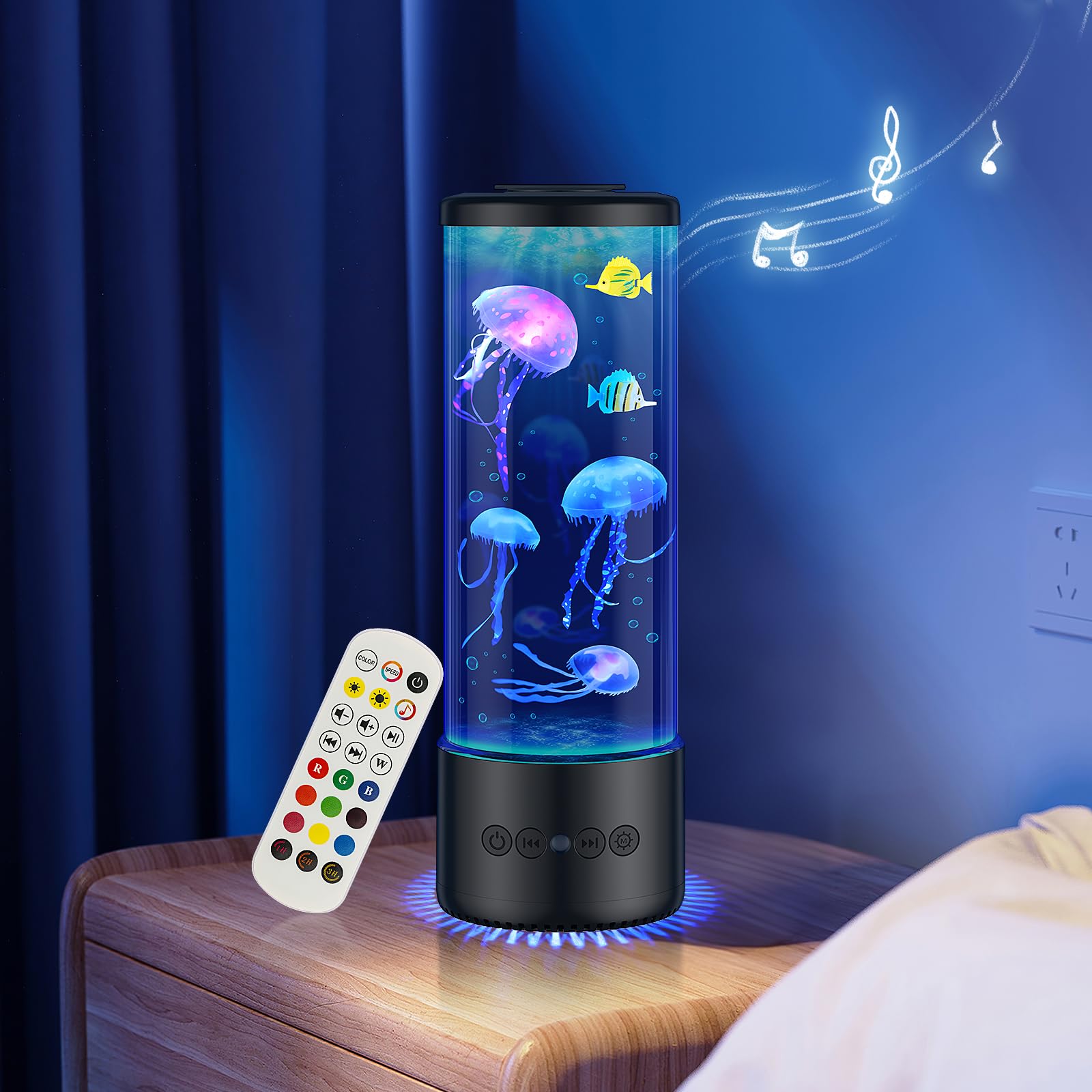 AONESY Jellyfish Lamp, kwallenlamp met 17 kleuren & afstandsbediening, kwallenlamp met 4 lichtmodi, kwallen aquariumlamp voor kinderen, kwallen lavalamp sfeerverlichting voor ontspanning