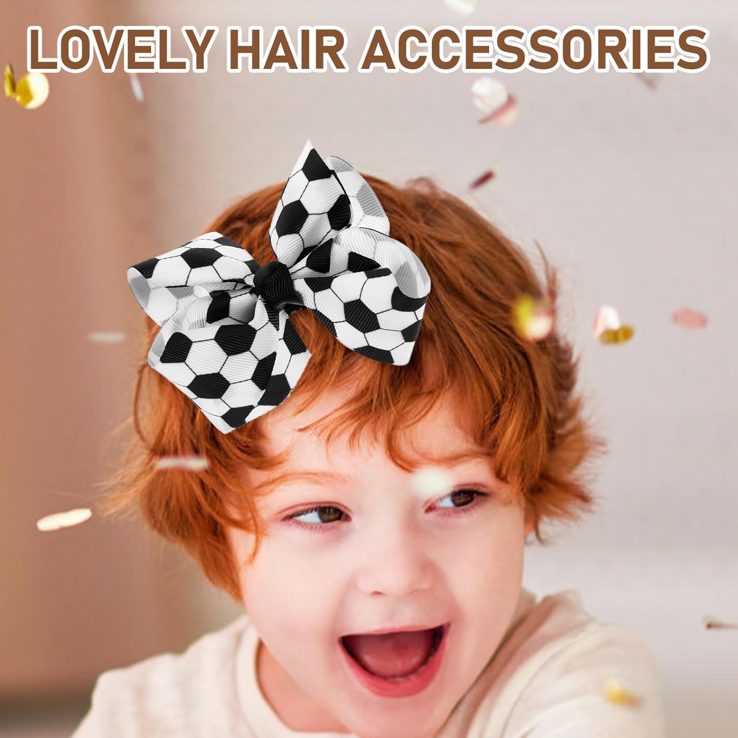 Homoyoyo 2 Pcs Soccer Bows for Girls Hair Clips Cute Bow Hair Accessories Kids Clips for Soccer Games Cheerleading