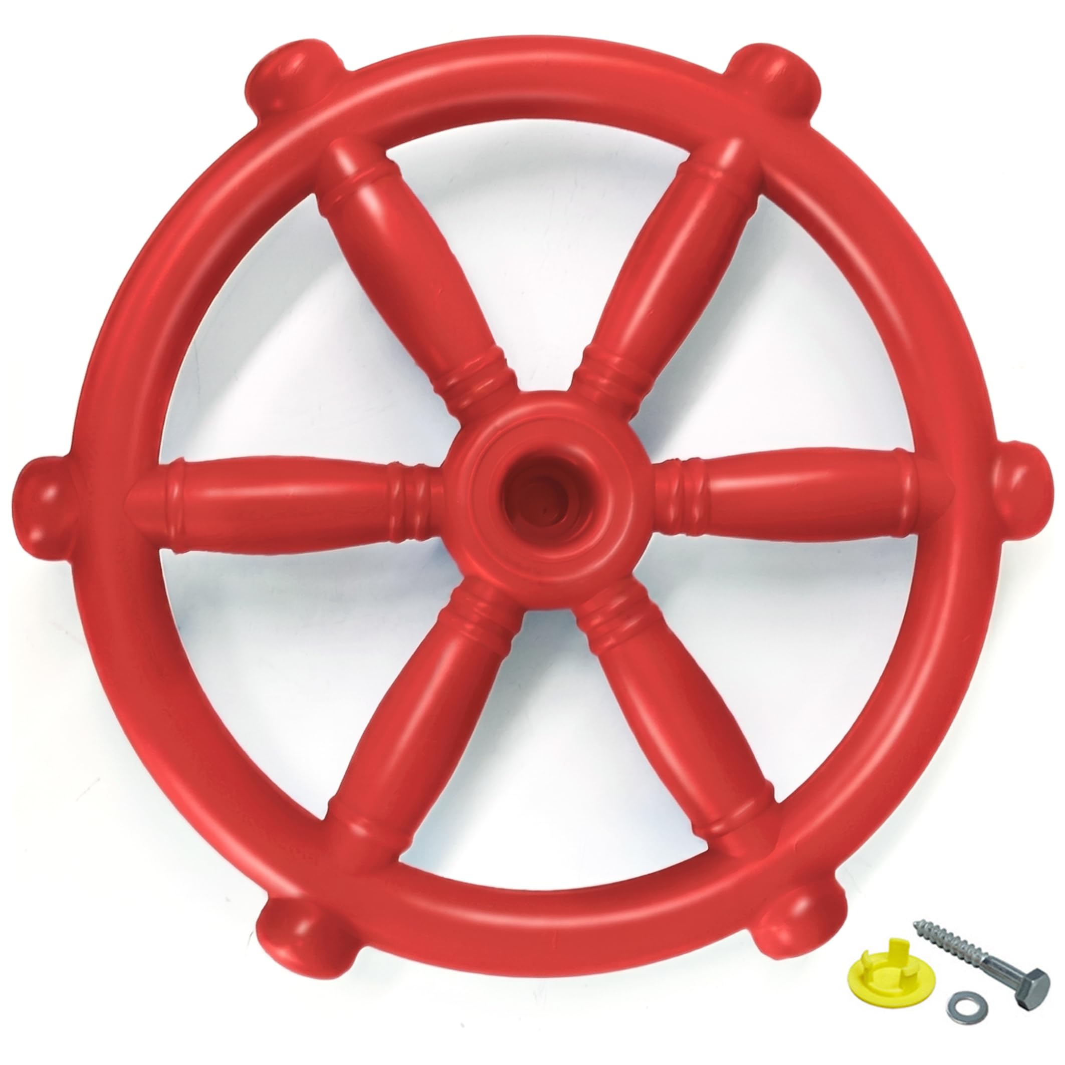 Temeemeg Playground Steering Wheel Swing Set Accessories For Kids Outdoor Plastic Steering Wheel Toy, Red
