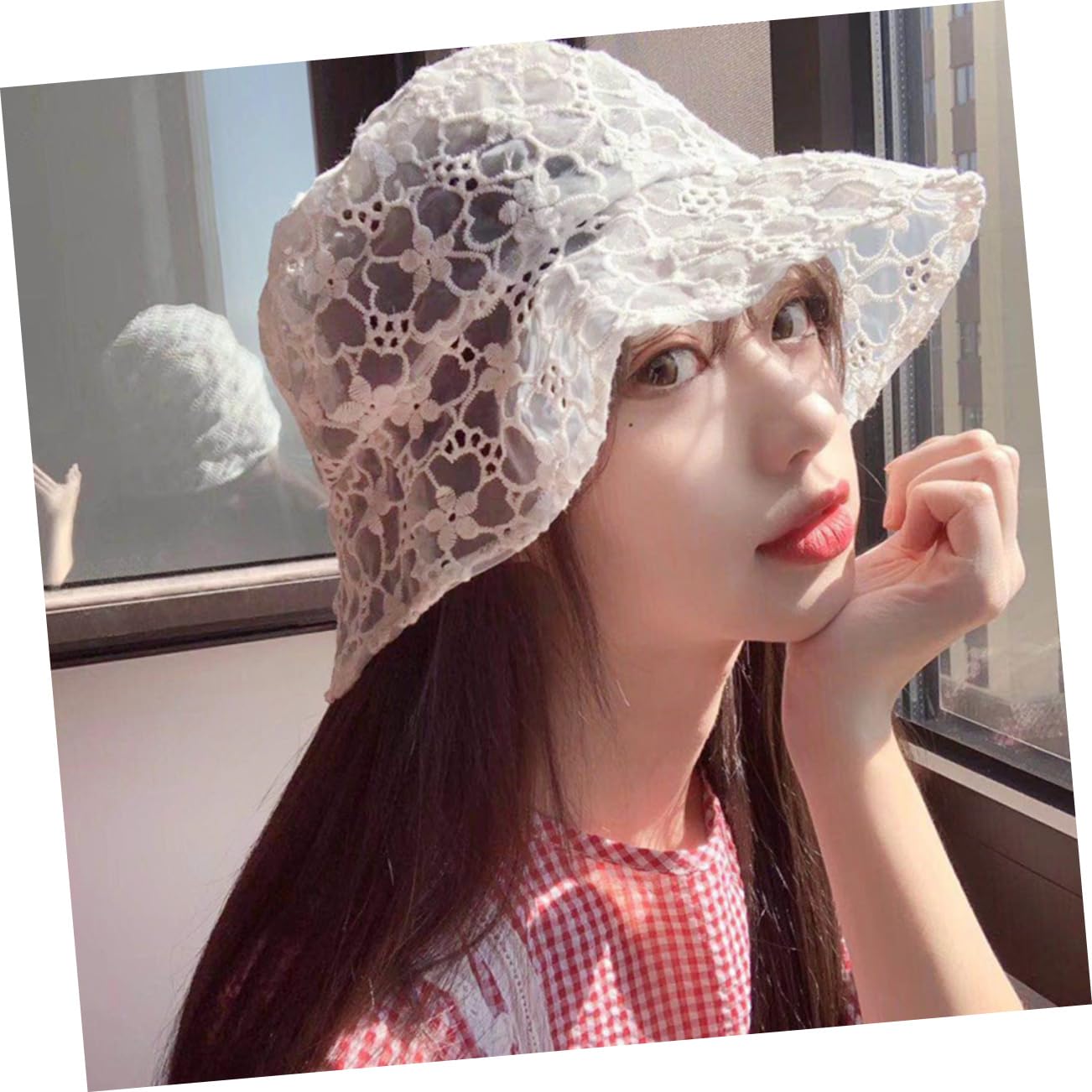 Veemoon Lot De 3 en Dentelle Chapeaux De Plage Chapeau De Soleil pour Adulte Protection Solaire Protection UV Chapeau De Pêcheur Blanc