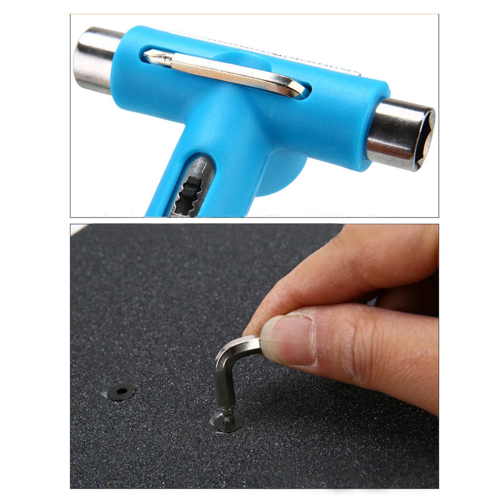 kowaku Clé pour Planche à roulettes Kit Universel pour Skateboard Outil Tout Usage Accessoire Clé Multifonction en Acier Inoxydable Adaptée Aux Déplacements