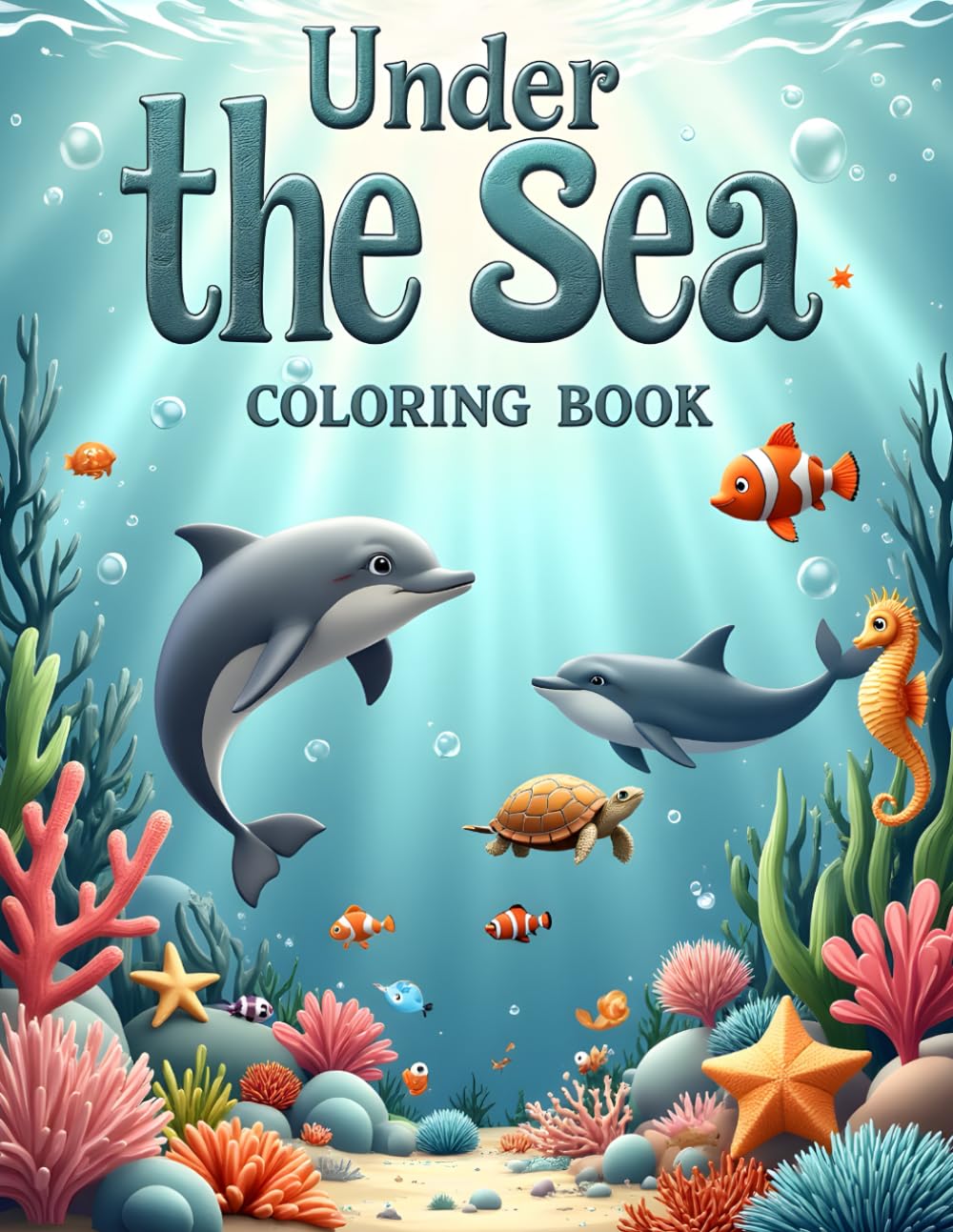 Under the Sea – Animals Coloring Book: A Beautiful Ocean Adventure Featuring Whales, Dolphins, Turtles, and More | Relaxing and Fun Coloring Pages for Kids, Teens, and Adults
