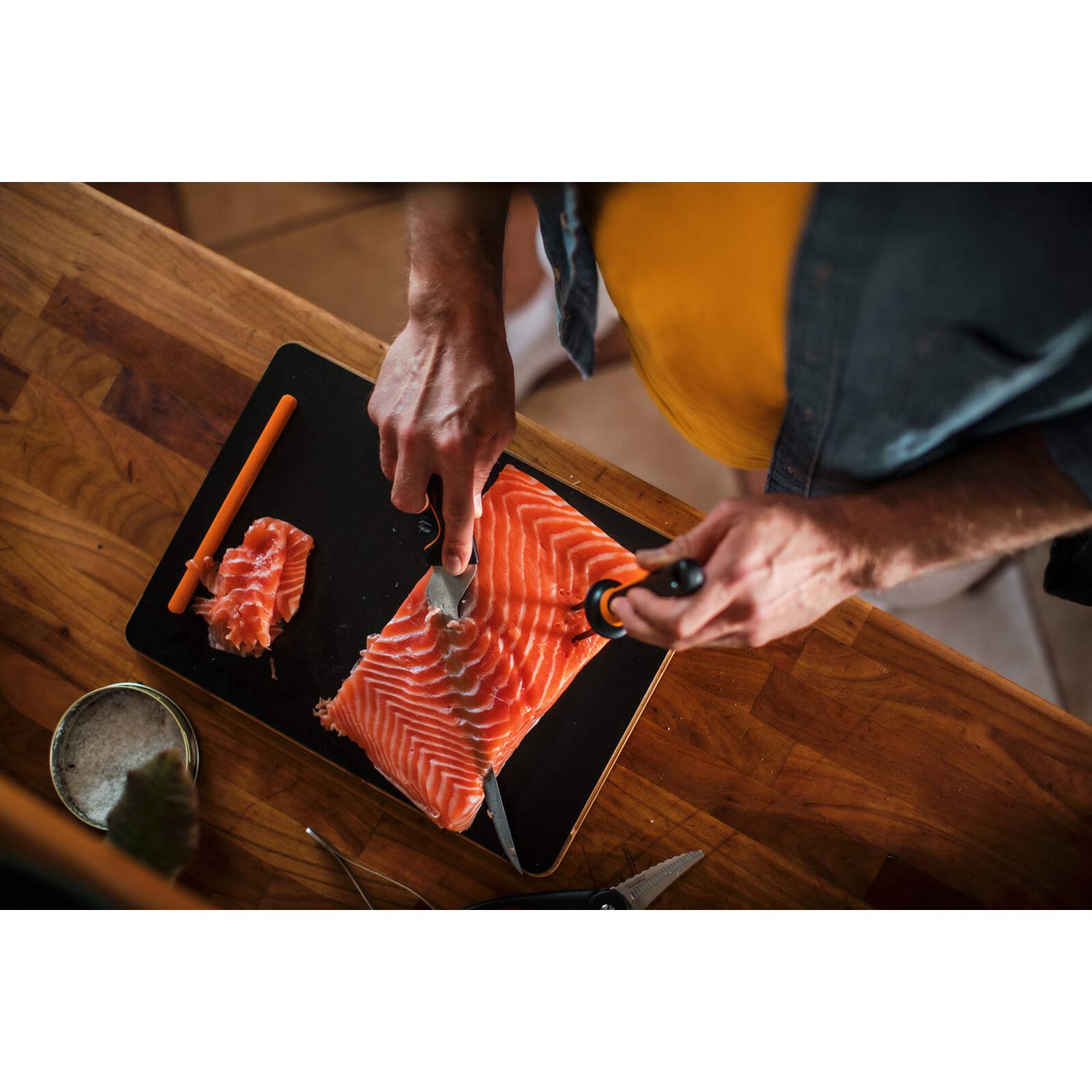 Fiskars Fischbearbeitungs-Set, Functional Form, Inklusive Filetiermesser, Fischspieß und Fischgrätenpinzette, Japanischer Edelstahl/Kunststoff, 1057560