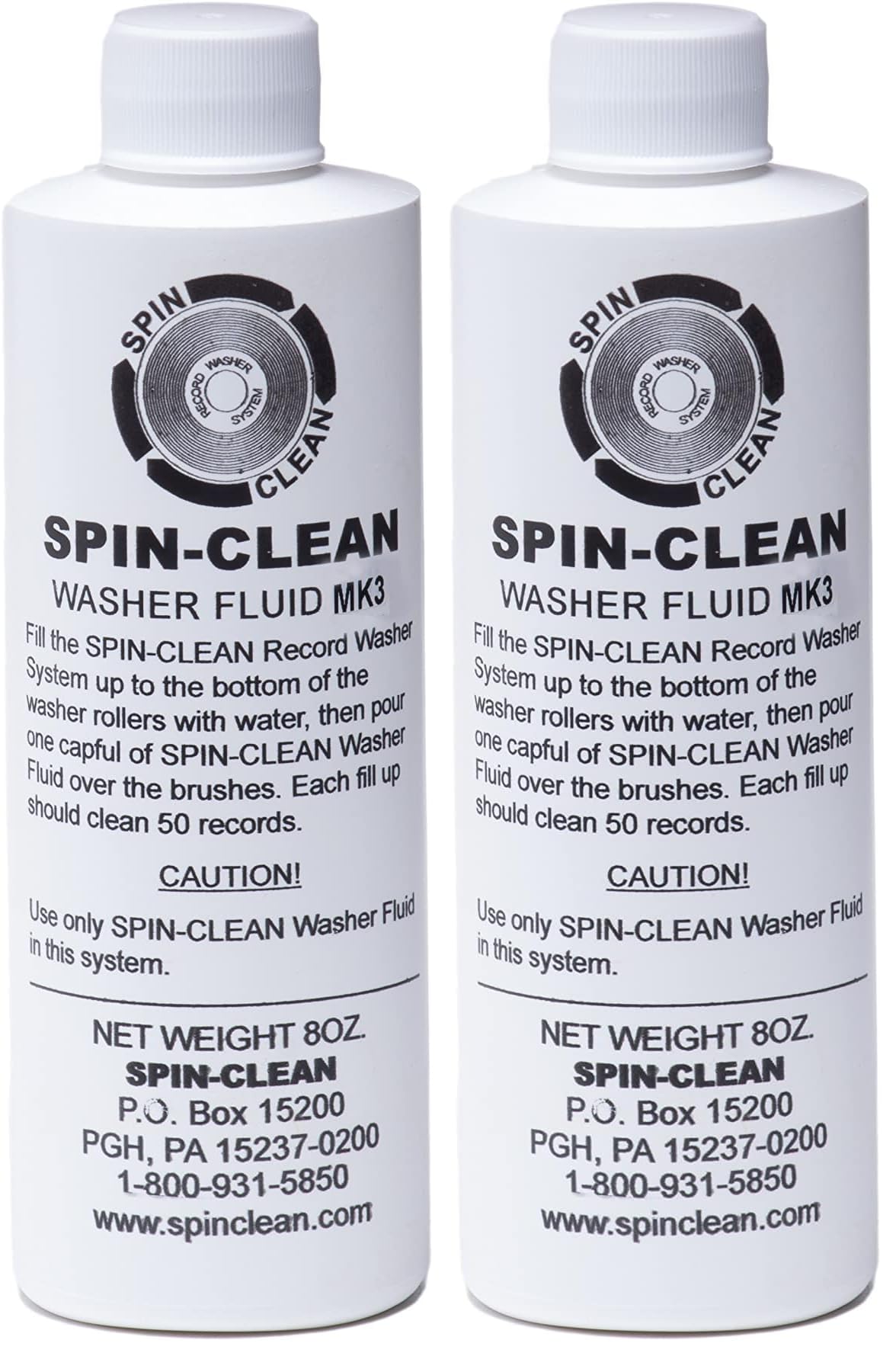 SPIN CLEAN Record Washer Fluid 8oz. | Alcohol-Free Record Cleaner Solution | Vinyl Record Cleaner Fluid (Pack of 2)