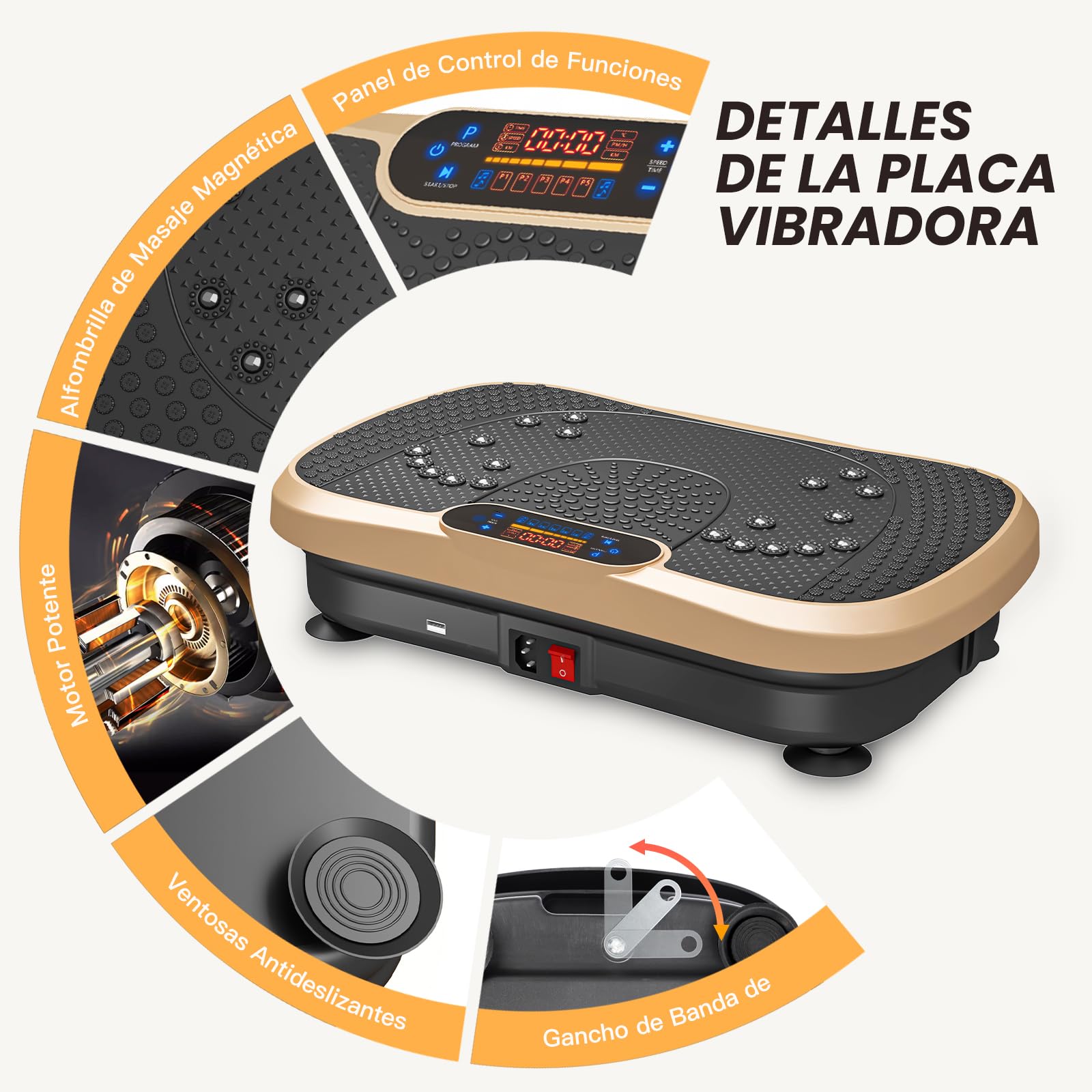 Dripex Plataforma Vibratoria, 99 Niveles de Vibración, 5 Programas de Entrenamiento, Altavoz Bluetooth, Pantalla LCD, Plataforma Vibración Muscular para Hacer Ejercicio en Casa