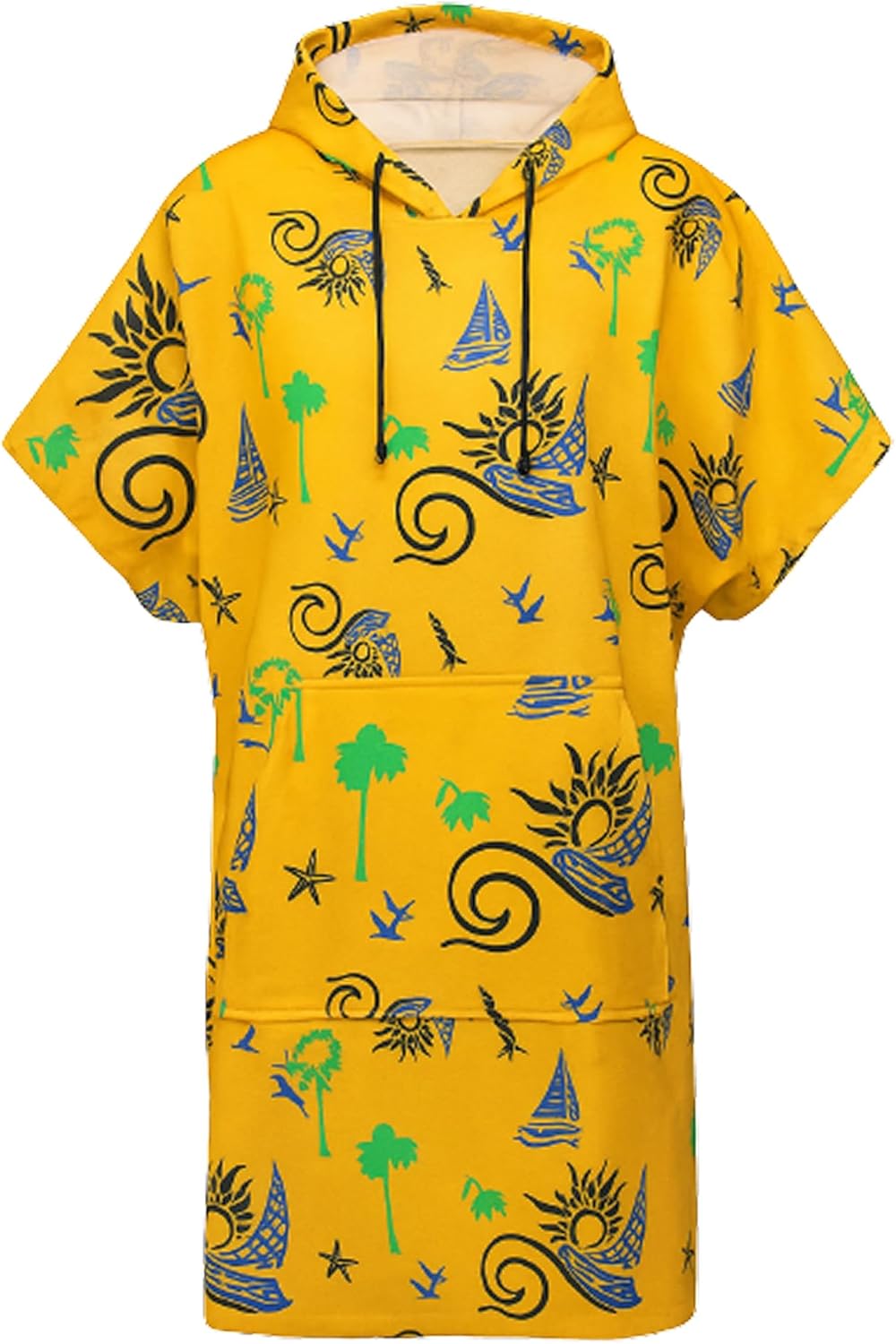 Unisex Surf Poncho – 100% Turkish Cotton Hooded Drying Poncho with Pocket – Quick-Drying, Lightweight and Absorbent Sea & Pool Towel – Adult | Yellow - S/M
