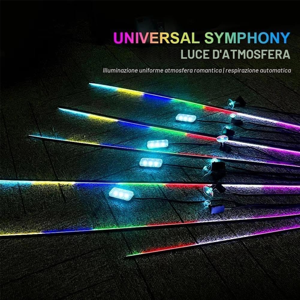 Luci ambientali per auto universali, RGB, luci interne per auto in acrilico, luci arcobaleno, decorazione per auto