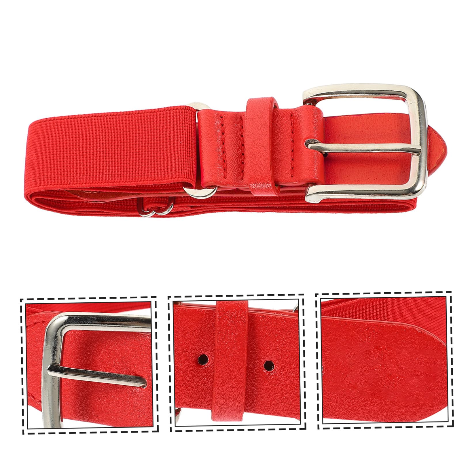 Ceinture de baseball réglable en cuir synthétique élastique avec anneau en métal inoxydable