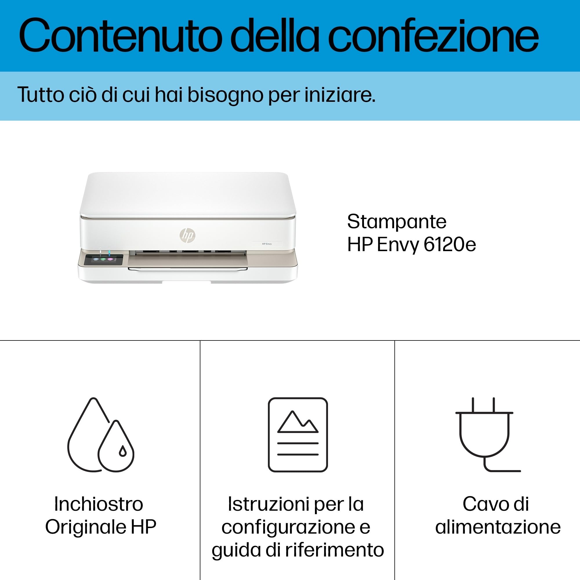 HP Envy 6120e 714L8B, Stampante Multifunzione a Getto d'Inchiostro A4 a Colori, Stampa Fronte e Retro Automatica, Fino a 10 ppm, Wi-Fi, Smart, 3 Mesi di Inchiostro Instant Ink Inclusi, Bianca