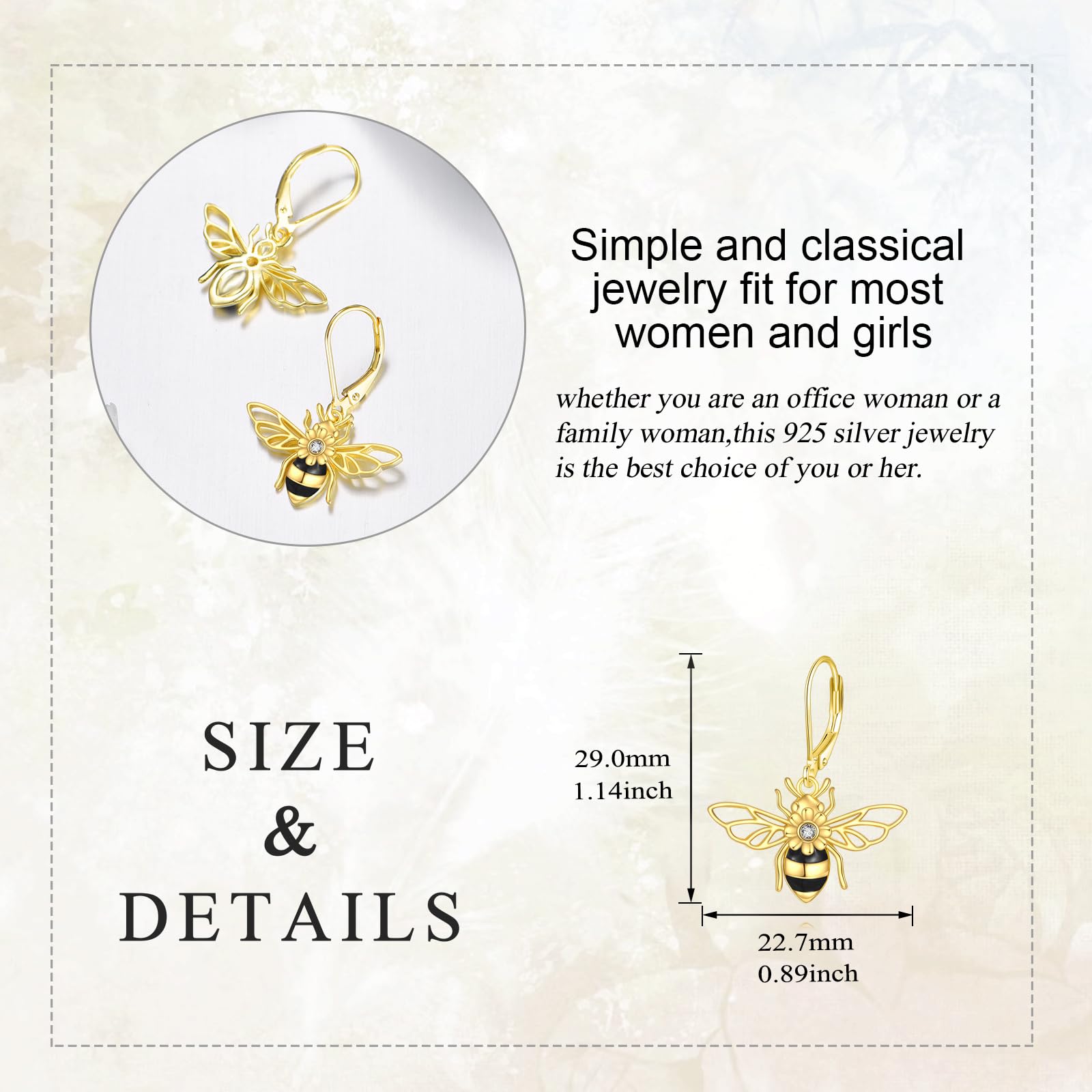 Pendientes de abeja/zorro/rana para mujer, plata de ley, diseño de abeja, zorro, rana, joyería de animales, regalos para mujer