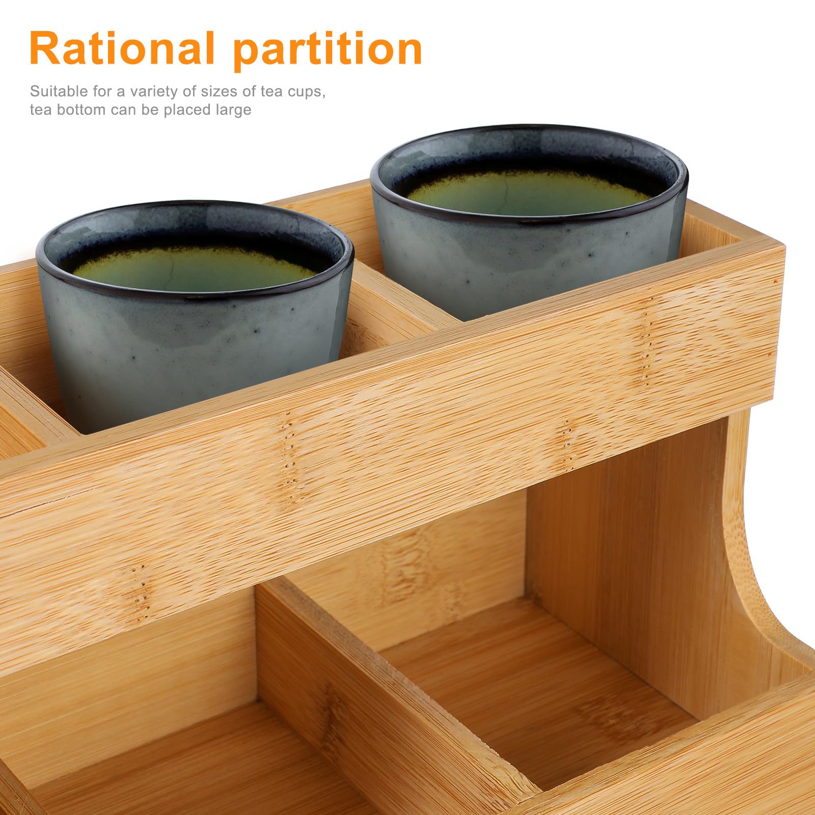 DOITOOL Porta Bolsitas de Té de Madera Khaki para Organizar Infusiones | Almacenaje de Té y Café, Apto para Oficina o Hotel, Aspecto Elegante y Resistente