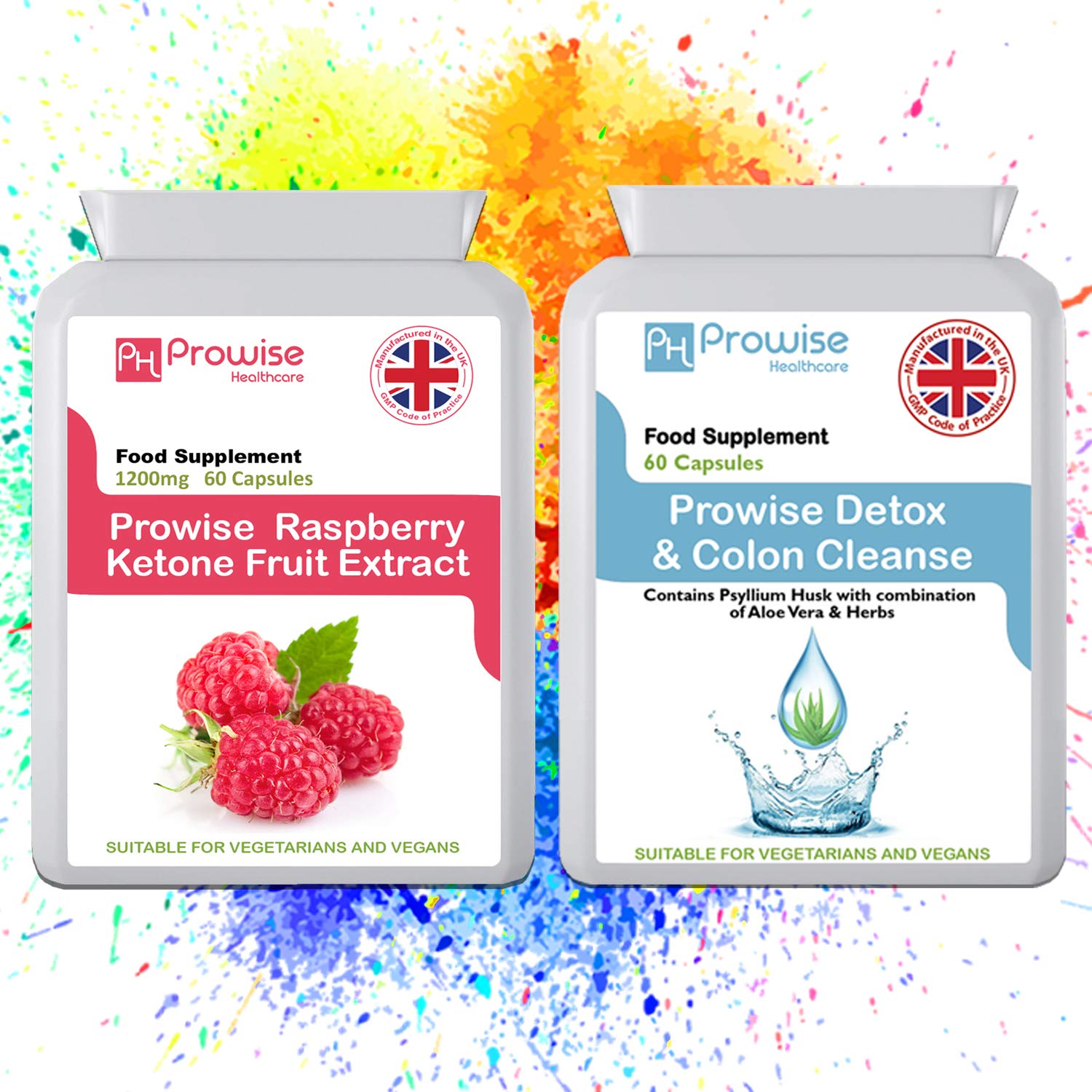 Raspberry Fruit Extract 1200mg 60 Capsules + Detox Colon Cleanse