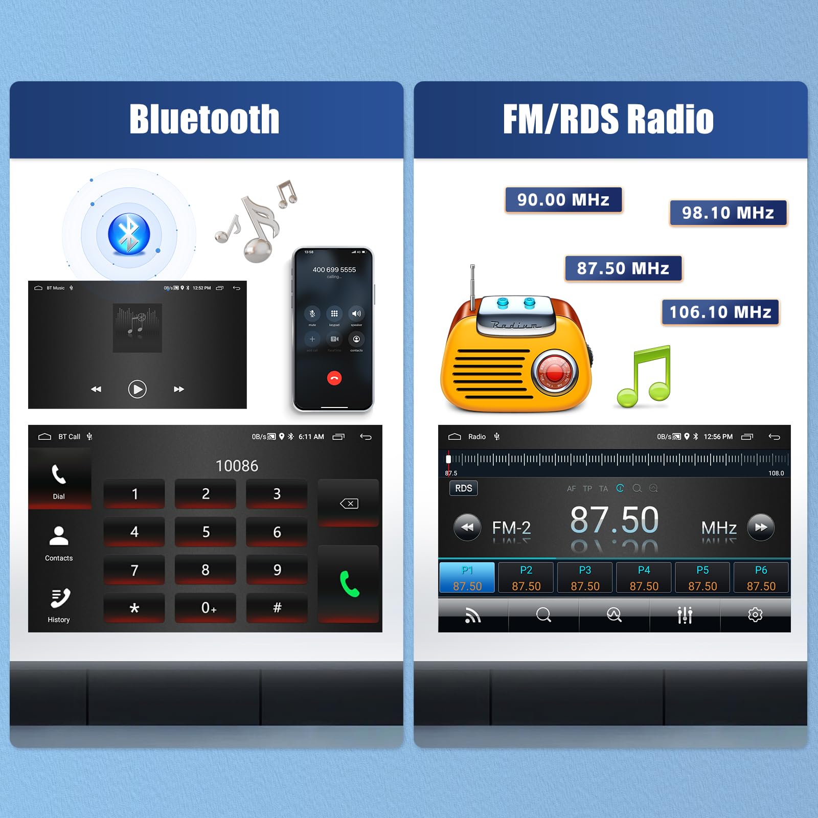 CAMECHO Estéreo de coche Android 13 2 64G para Kia Sportage