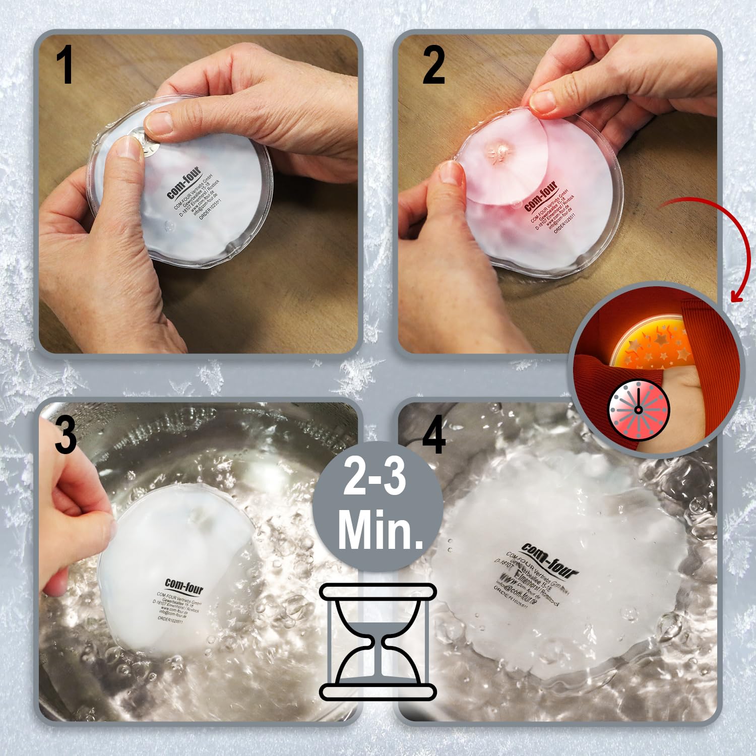 COM-FOUR® 4x scaldamani tascabili scaldamani riutilizzabili - scaldamani con piccole stelle - cuscinetto termico per le giornate fredde e in movimento (04 pezzi - Stelline trasparenti)