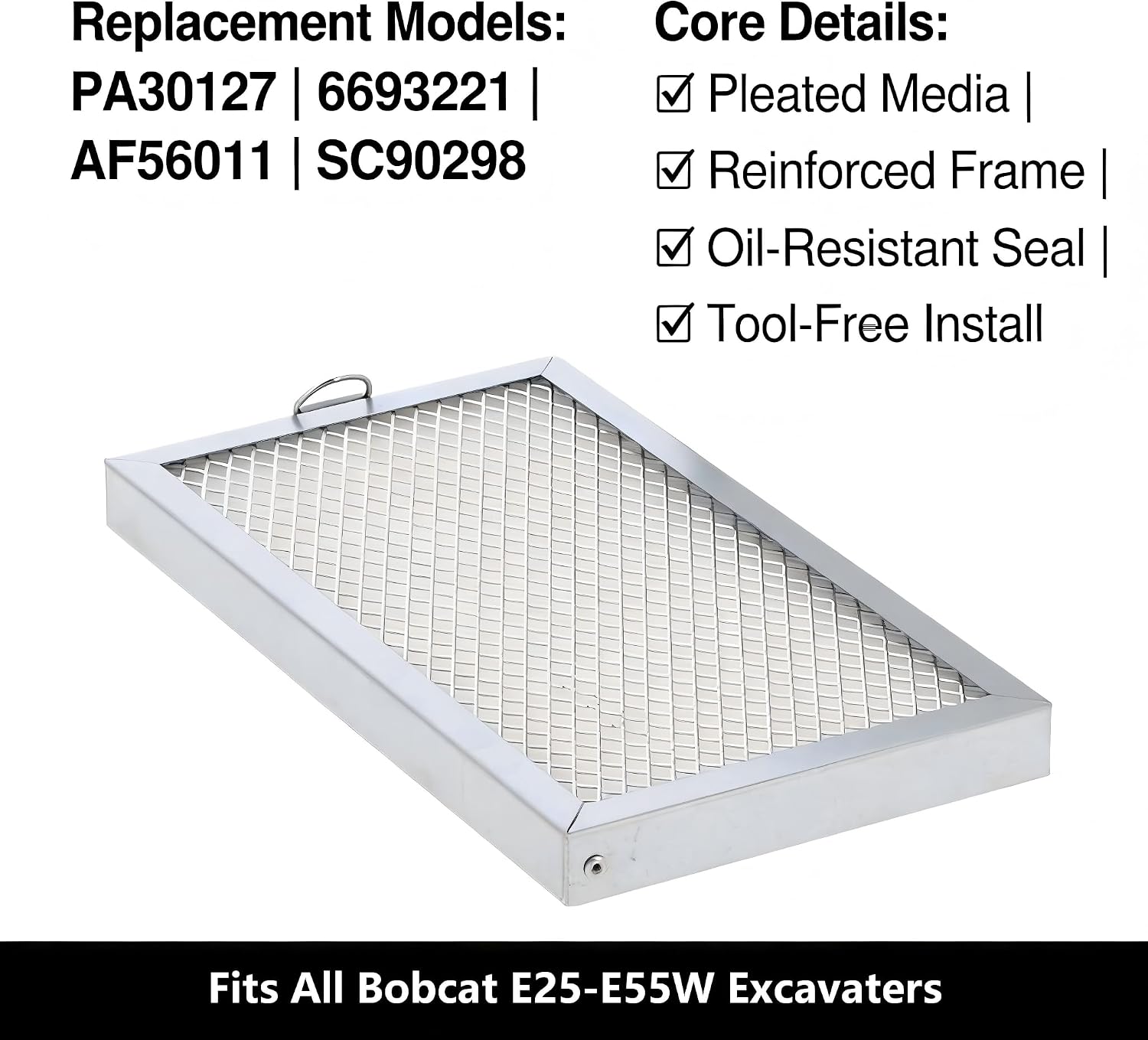 PA30127 6693221 AF56011 SC90298 Air Filter Compatible with Bobcat Excavator E25 E26 E32 E35 E42 E45 E50 E55 E55W