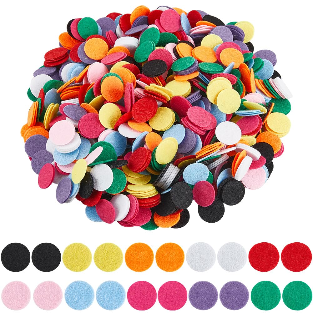 SUNNYCLUE Mini-Stoffkreise, bunte Filzformen, vorgeschnitten, nicht gewebt, weich, flach, rund, universell, Handarbeit, kleine Pads für DIY, Basteln, Haarspangen, Nähkleber, 1000 Stück