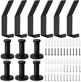 Voxisroma Coat Hooks Black 12 Coat Hooks for Drilling Invisible Screws Coat Hooks for Hanging Coats Scarves Towels
