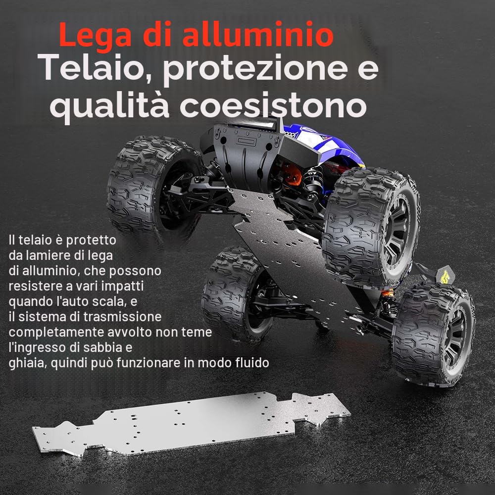 X-Verse MT14R - Auto telecomandata, 4 WD, 100 km/h, scala 1:14, impermeabile, con motore brushless 3S, 2,4 GHz, fuoristrada fuoristrada RC Truck Truggy per adulti (3 batterie, rosso)