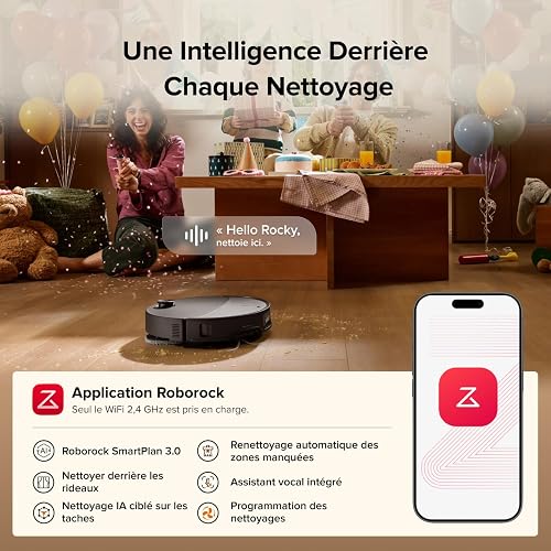 roborock Qrevo Edge 2 Set Robot Aspirateur Laveur, 25 000 Pa, Lavage des Serpillières à l'eau Chaude à 80°C, Évite 280+ Obstacles, Système Anti-enchevêtrement, 7,98cm Mince,Technologie FlexiArm, Noir - 9