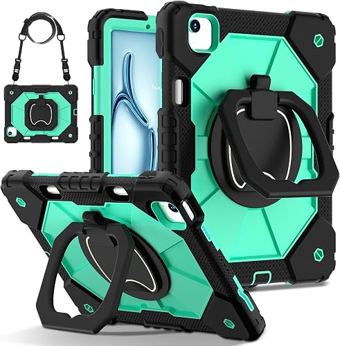 SUPERB. Ergonomic Kickstand Case for iPad Air 11 Inch (M2/M3/M4) (Black Mint Green)