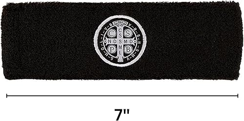 Miniatura 3 de St. Benedict - Diadema deportiva gruesa, religiosa negra, suave y elástica, de poliéster, unisex, regalos o accesorios católicos, talla única, 7