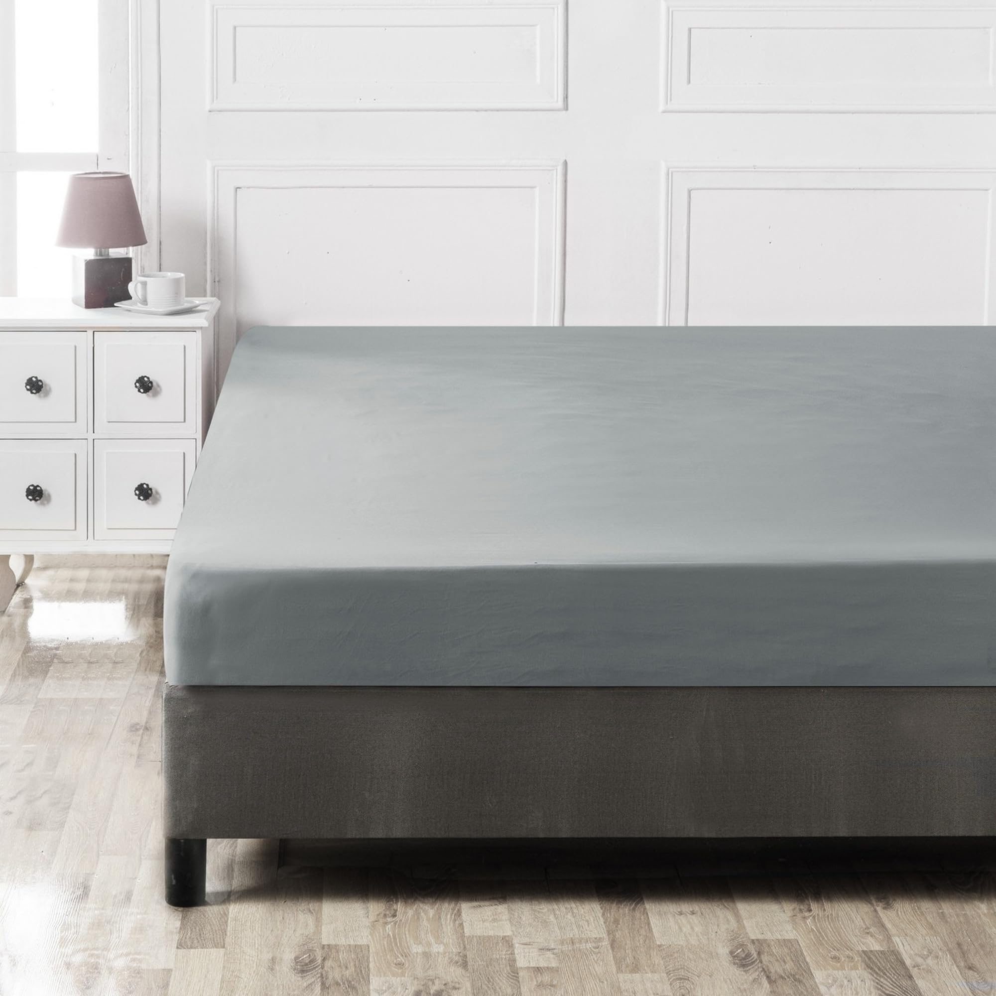 Fitted Sheet 140 x 190 cm Dark Grey, Darkgray - Image 3