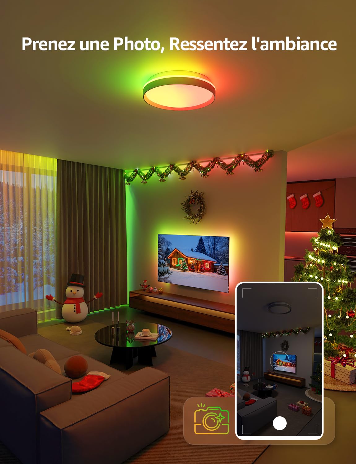 Lepro T1 IA Plafonnier LED Connecté, Concepteur d'Éclairage IA Personnalisé, Connectivité Wi-Fi et Bluetooth, 24W 1800LM, IP44 Etanche, pour Chambre, Salon, Couloir, Cuisine（φ29cm）