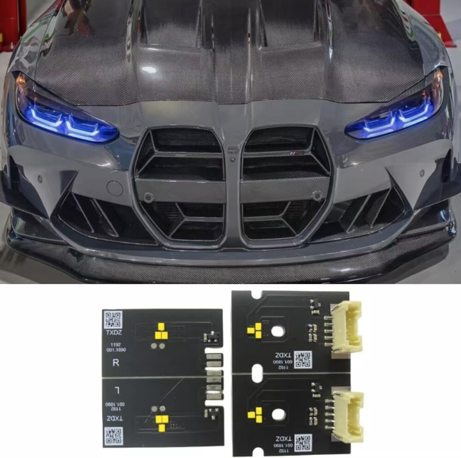 4pcs Angel Eye LED Boards Fit For 2021 2022 2023 BMW 4 Series G22 G26 G82 M4 G80 M3 Headlight Daytime Running Light, Golden Eye LED Headlight DRL Chips (Blue, LED Headlight)