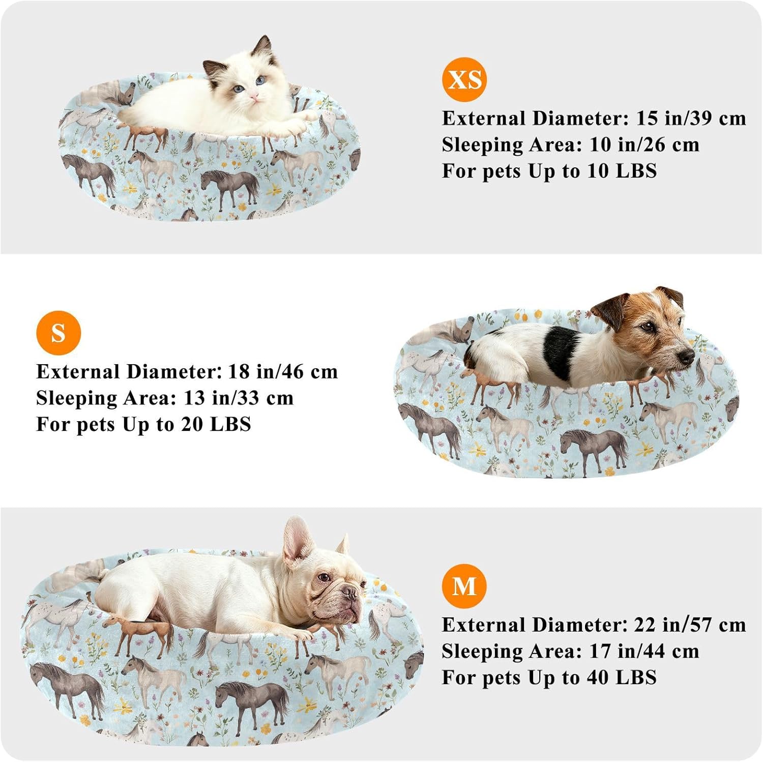 Pet Dog Bed Anxiety Relief Fluffy Dog Pillow Bed for Extra Small Size Pets Sleeping M Horse
