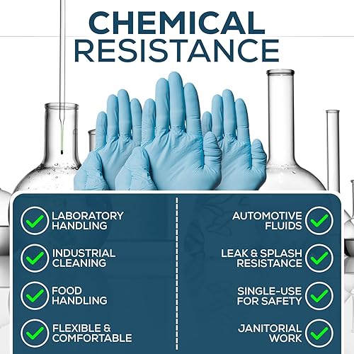 Miniatura 4 de Volt - Guantes desechables de nitrilo azul de 6 mil de tamaño XXL, 90 unidades, 6 mil, guantes desechables seguros para alimentos, guantes de