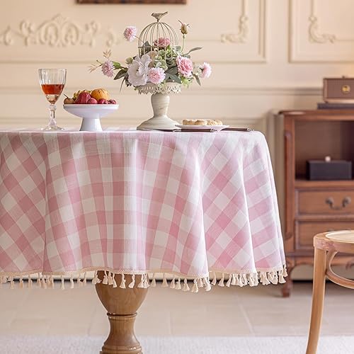 Miniatura 23 de Alsoo Mantel rectangular de tela de lino de algodón y lino de San Valentín con borlas, sin arrugas, lavable para cocina, comedor, picnic, 55 x 75