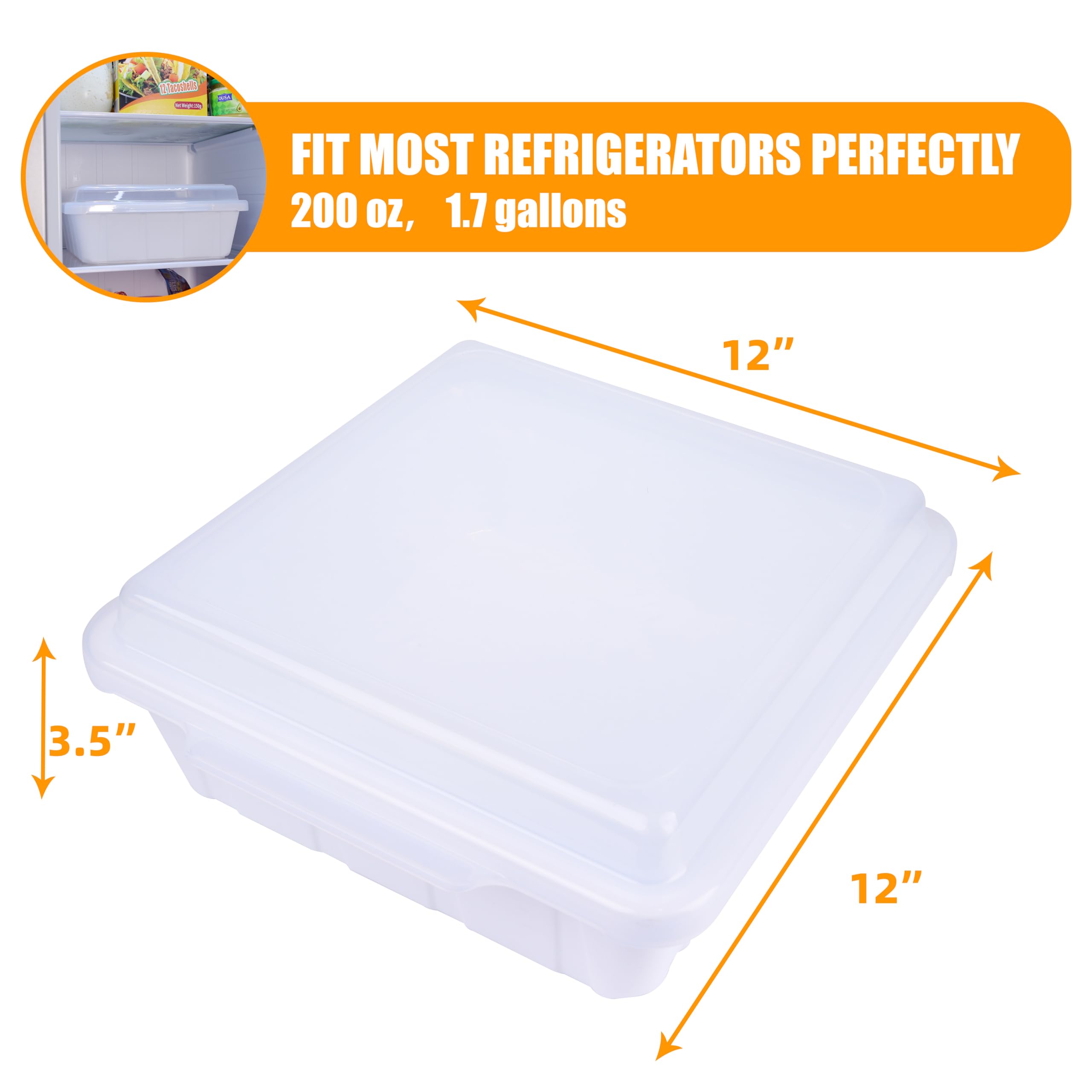 LUVCOSY 2 Cajas para Masa de Pizza con Tapa, fermentadora de masa，caja de fermentación para pizza，30 x 30 x 9 cm, Blanco