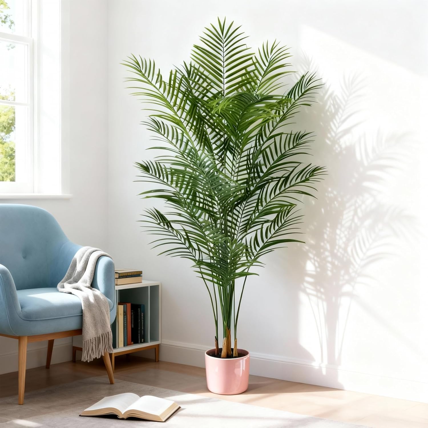 Artificial Palm Tree Indoor 6ft, Large Fake Tropical Areca Palm Tree with 18 Trunks, Faux Dypsis Lutescens Floor Plant in Pot for Indoor Outdoor Home Office Decor & Housewarming Gift