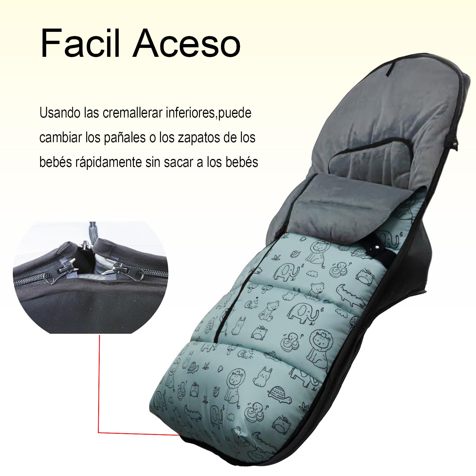 Saco Silla Paseo Universal,saco invierno silla paseo universal,Sacos Carrito Bebe,Desmontable con cremallera,cabezal ajustable, Impermeable y transpirable,fácil de limpiar,unisex