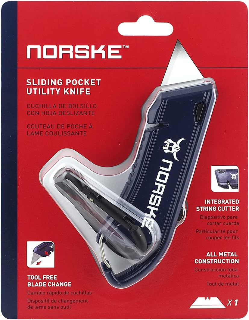 Norske Tools NMCP075 Metal Utility Knife with Carabiner