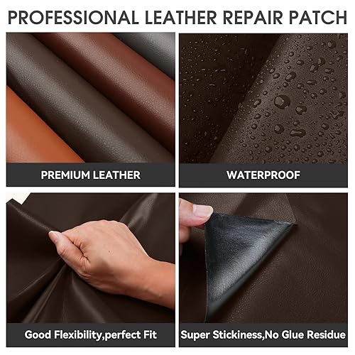Miniatura 3 de Parche de reparación de cuero, cinta de reparación de cuero autoadhesiva de 3.5 x 60 pulgadas, parches de cuero grandes para muebles, sofás,