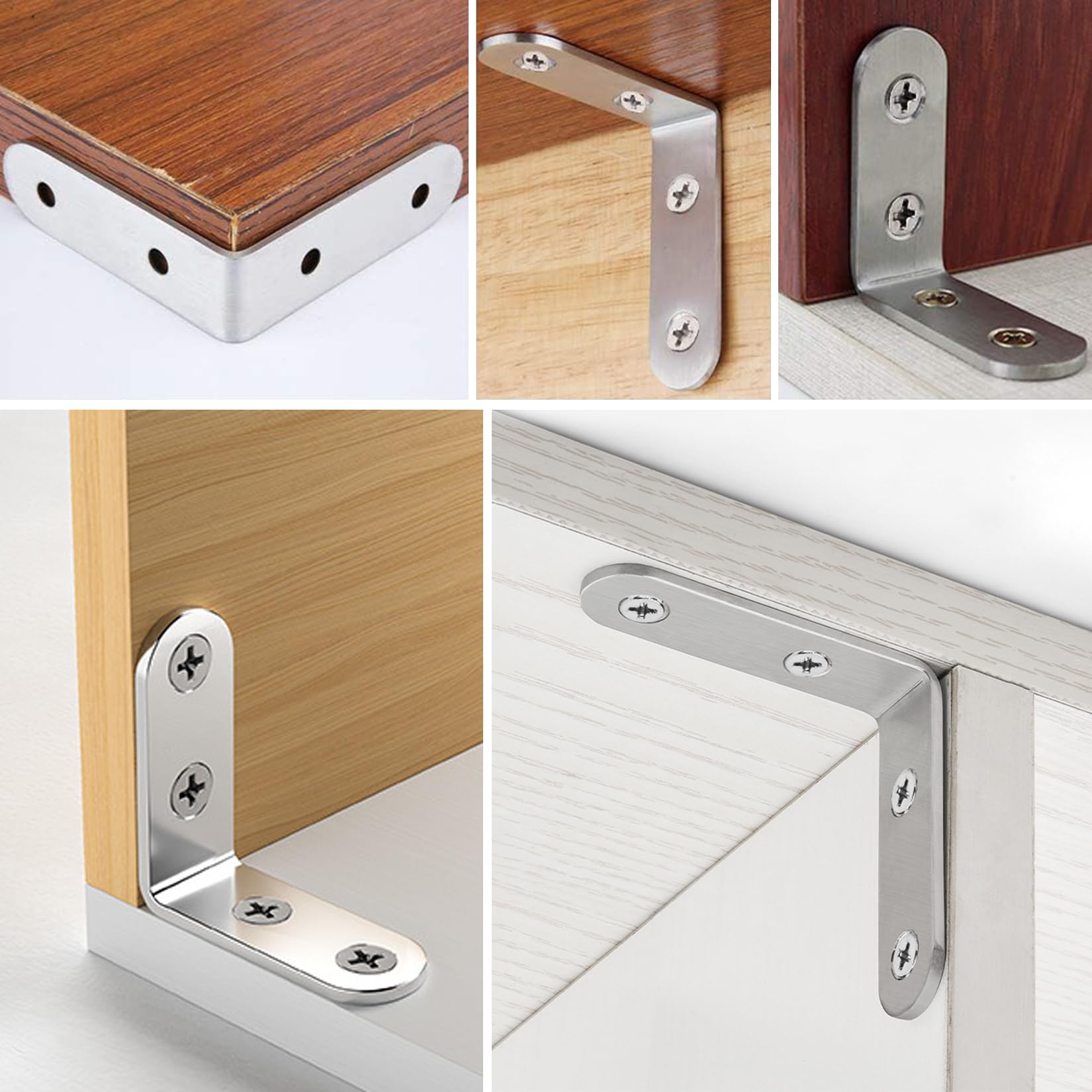 13 Pz Staffe Angolari per Legno, Staffe a L per Legno, Squadrette Angolari Metallo per legnos, connettore angolare in acciaio inox, staffa a l a 90 gradi, supporto mensola(argento, 40 x 40 x 16 mm)