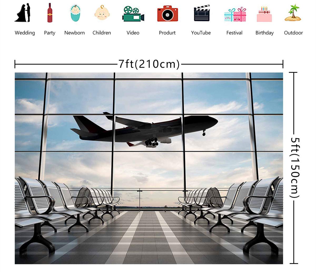 BELECO 20x10ft Fabric Airport Runway Backdrops For Photography