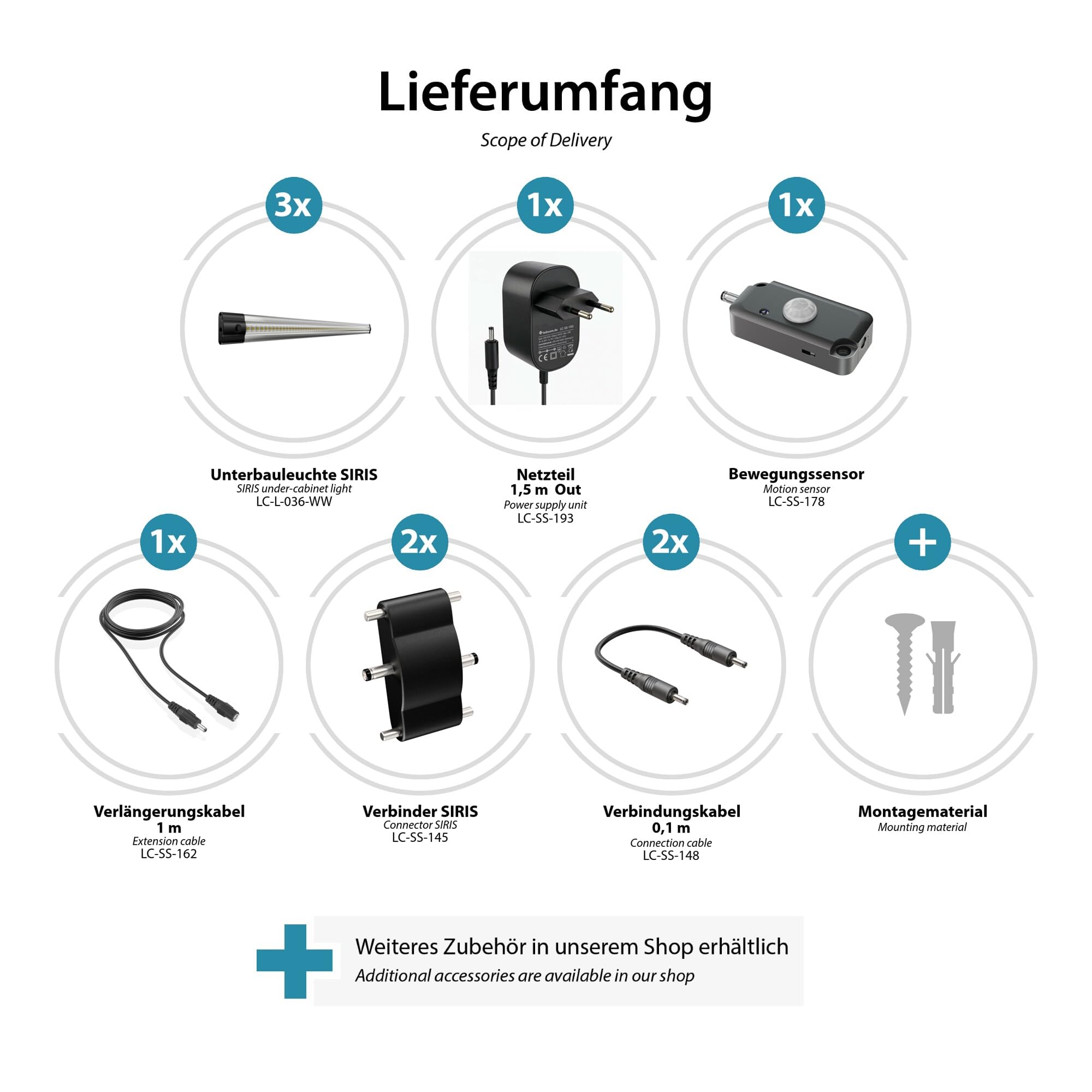 parlat LED Unterbau-Leuchte Siris, Bewegungsmelder, flach, je 50cm, je 531lm, warm-weiß, 3er Set