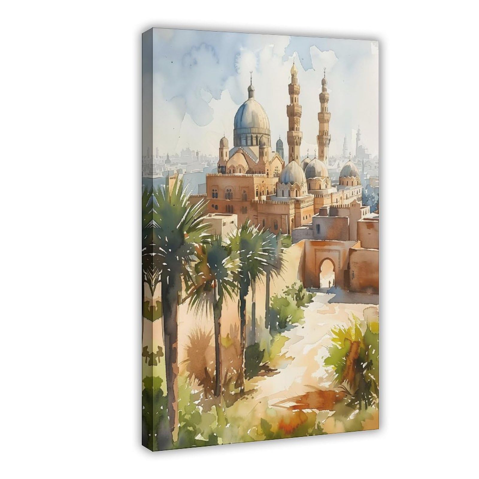 Bareronor Cairo Watercolor Canvas Poster Bedroom Decor Landscape Office Room Decor Gift 20" L X 30" W