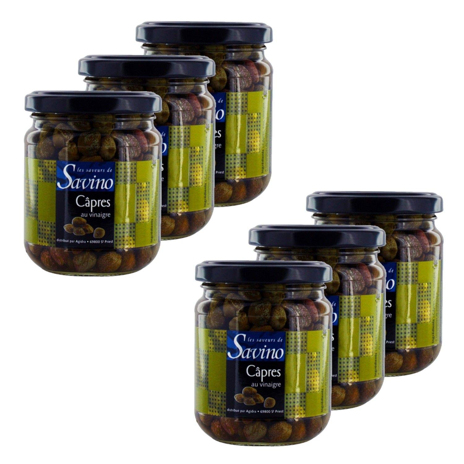 Lot 6x Câpres au vinaigre recette du Sud - Les Saveurs de Savino - bocal 125g